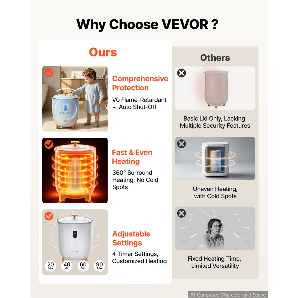 VEVOR Handtuchwärmer Eimer Wärmegerät 25 L mit LED-Anzeige & Einstellung (Timer & Temperatur) & automatischer Abschaltung, Towel Warmer für Badezimmer Waschküche, zum Erwärmen von Handtüchern