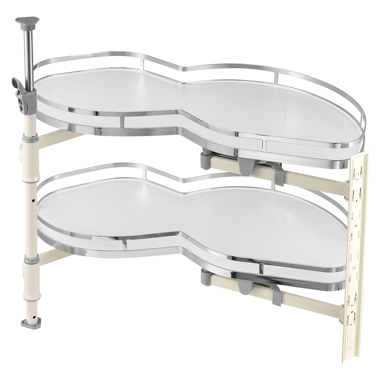 VEVOR Corner Cabinet Organizer, Right-Opening, Extendable Organizer for Roller Shutter Cabinets, 2-Tier Height-Adjustable Swing Tray, Soft-Closing Kitchen Organizer, Opens to the Right