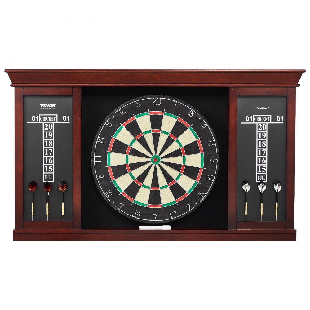 VEVOR Dartboard spielbereites Paket, Dartboard-Schrankset in offizieller Größe, Dartscheibe 45 x 3,8 cm, Dartschrank mit Stahlspitze, komplett mit sämtlichem Zubehör, für Cricket-Spiele