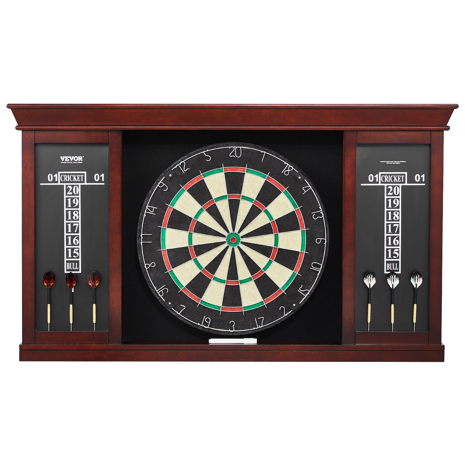 VEVOR Dartboard spielbereites Paket, Dartboard-Schrankset in offizieller Größe, Dartscheibe 45 x 3,8 cm, Dartschrank mit Stahlspitze, komplett mit sämtlichem Zubehör, für Cricket-Spiele
