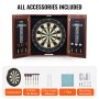 VEVOR Dartboard- und Schrankset Dartboard-Schrank in offizieller Größe, Dartscheibe 45 x 3,8 cm versteckbarer Dartschrank mit Stahlspitzen, komplett mit sämtlichem Zubehör, für Cricket-Spiele
