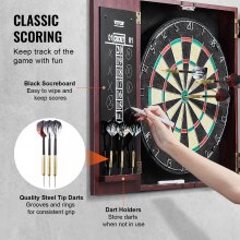 VEVOR Dartschrank Set Offizielle Dartscheibe MDF Darts 45x3,8cm 6 Dartpfeile