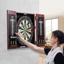 VEVOR Dartschrank Set Offizielle Dartscheibe MDF Darts 45x3,8cm 6 Dartpfeile