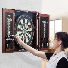 VEVOR Dartschrank Set Offizielle Größe Dartscheibe MDF Darts 45x3,8cm LED