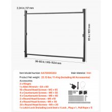 VEVOR Torbausatz Torrahmensatz Einstellbar für Öffnung 915-1524mm Schwarz Eisen