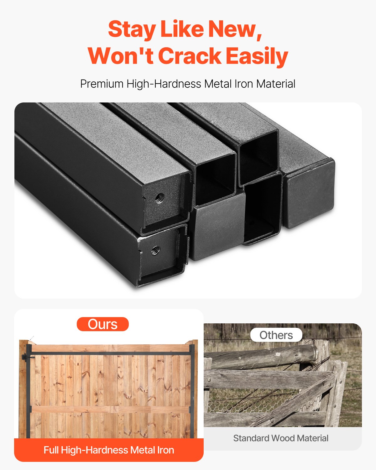 VEVOR Torbausatz passend für 915  bis 1524 mm breite Öffnungen, verstellbarer Torrahmensatz aus Eisen, durchhangsicherer Torrahmensatz mit Riegelschloss & Schrauben, für Holzzaun, schwarz