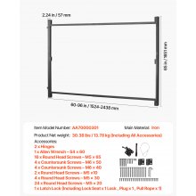 VEVOR Torbausatz Einstellbarer Torrahmensatz für Öffnungen 152-243cm Eisen