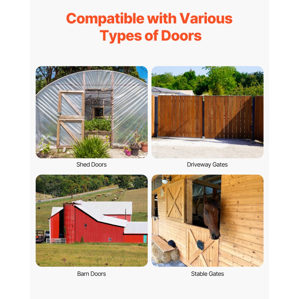 VEVOR Eckstrebenhalterung für Tore, Anti-Durchhang Beschlagsatz aus Eisen für Torrahmen, Tor-Eckstrebe mit Riegelschlossseil & Schraube, 2 Sets für Schuppentüren Einfahrtstore Holzfenster Schwarz