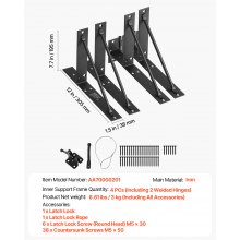 VEVOR Torrahmen Anti-Durchhang Eckstrebe Torrahmen-Hardware Eisen Schwarz