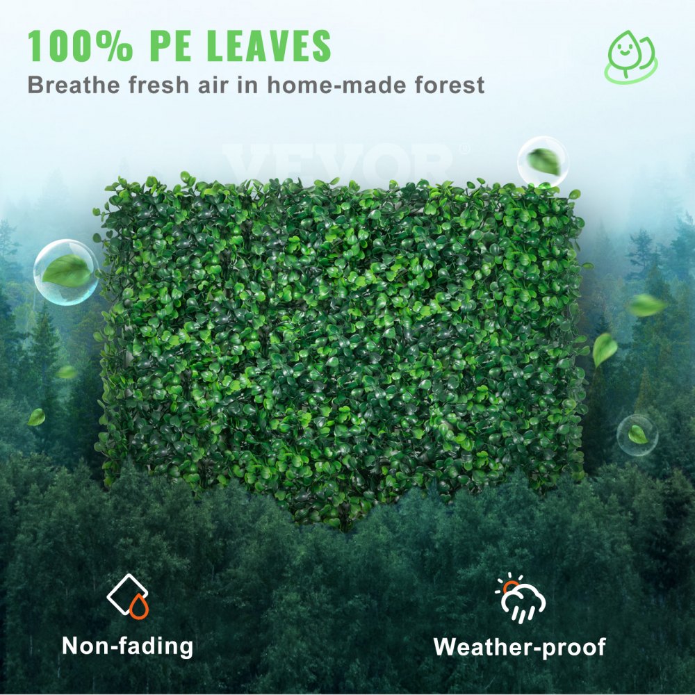 VEVOR Artificial Plant Wall, 12 pieces, 20 x 20 inches, Artificial Green Privacy Hedge, Artificial Boxwood Panel PE, Artificial Plants 50 x 50 cm, Privacy Hedge, Wall Decoration, Plant Wall