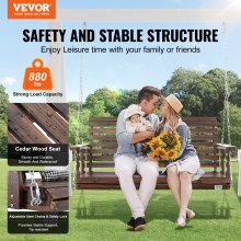 VEVOR Hollywoodschaukel Zedernholz, 1370x710x600mm, Terrassenschaukel für Hof und Garten, verbesserte Tragkraft von ca. 400 kg, robuste Schaukelstuhlbank mit Aufhängeketten für den Außenbereich, Braun