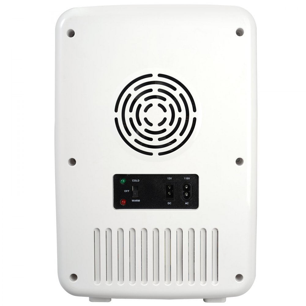 VEVOR 10 L / 12 Dosen Mini Kühlschrank, 2 in 1 Kleiner Kühlschrank Kühl- und Heizfunktion, Schloss Kompakter Getränkekühlschrank 9 V DC / 220 V AC für Büros und Schlafsäle, Getränke, Kosmetik, Weiß