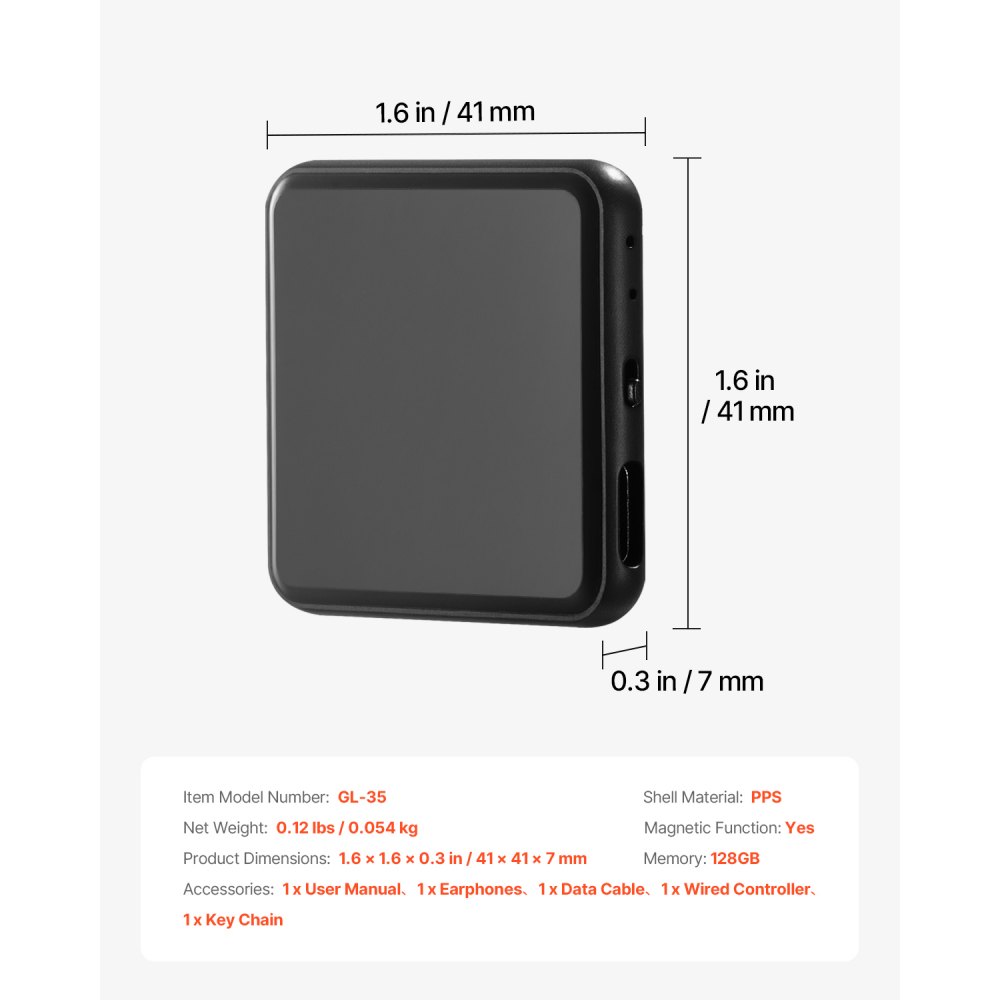 VEVOR Diktiergerät Mini, 128 GB, Aufnahmegerät mit Wiedergabe, 8730 Stunden Magnetischer Voice Recorder, 100 Stunden Akkulaufzeit, USB-C-Audiorecorder MP3 für Vorträge, Meetings, Interviews