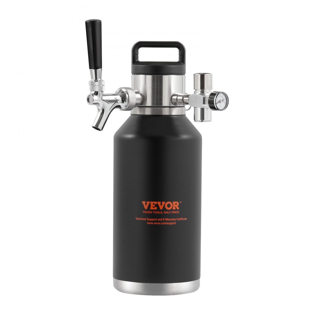 VEVOR Bierzapfanlage Mini Bierfass Bierbraugerät 1,89 L, Tragbares Druckfass-Set Doppellagige Edelstahlschicht Growler System Einstellbarer Hahn 27 ℃, Fassbier Hausbrauerei Frisch & Kohlensäurehaltig