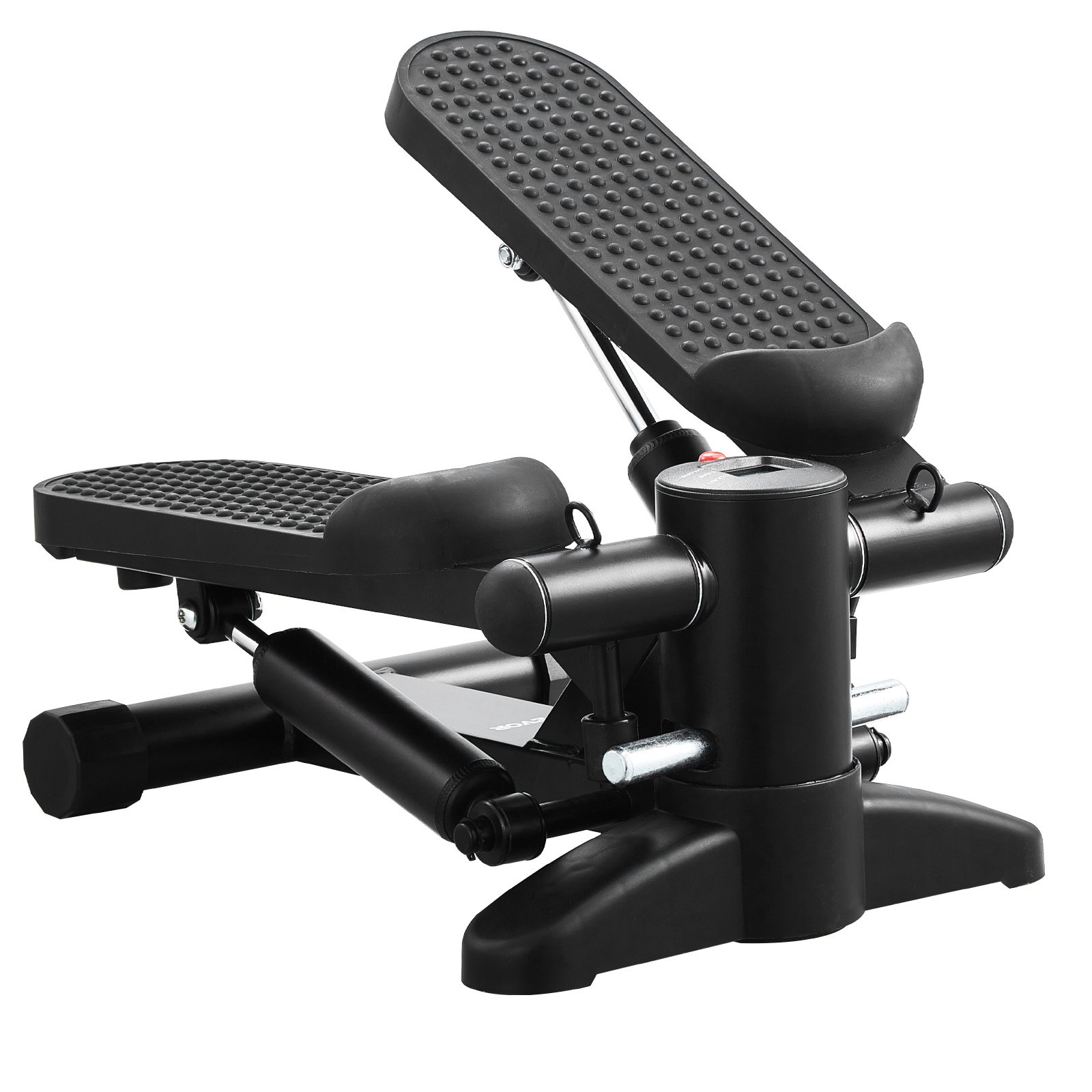VEVOR Treppenstepper, Mini-Stepper, hydraulischer Fitness-Stepper mit Widerstandsbändern, Ganzkörper-Workout-Cardio-Gerät, Treppensteiger mit LCD-Monitor, 150 kg Tragkraft Schwarz 180–293 mm
