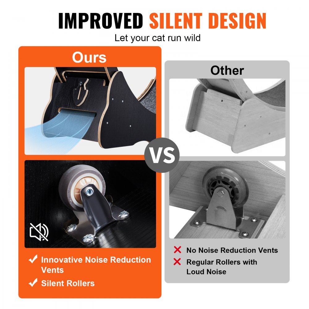 VEVOR Katzenlaufrad 1100x345x1170mm Laufrad Katzen aus Birken-& Pappelsperrholz Katzenrad Geräuscharm Abnehmbare Innenmatte Cat Wheel Geeignet für Katzen mit einem Gewicht von 8 bis 11kg