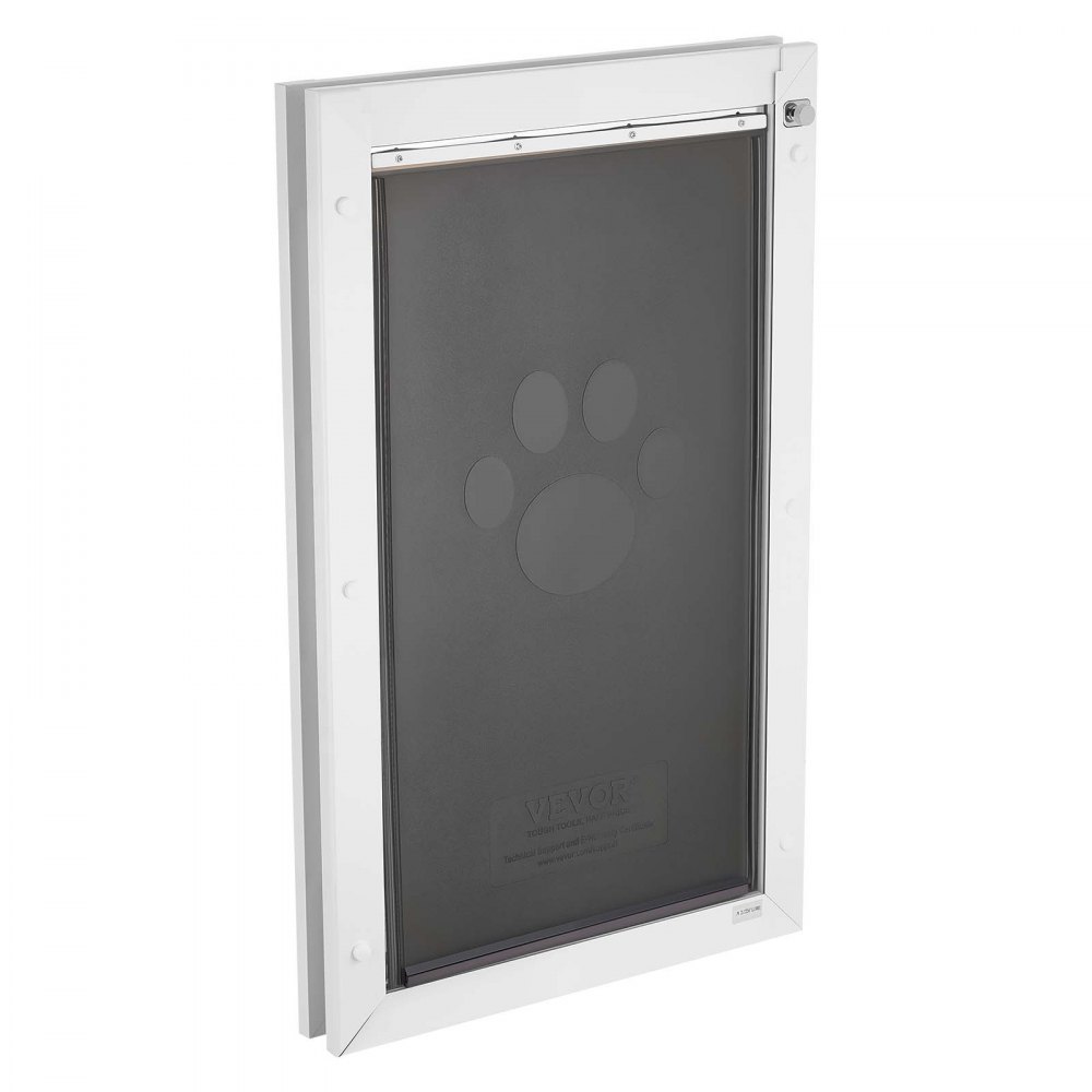 VEVOR Hundeklappe (XL) mit 3 Magnetklappen & Metallrahmen, Wetterfeste Katzenklappe für Innen- und Außentüren, Katzentür Hundetür Haustierklappe Weiß 34,61 x 60 cm (Breite x Höhe) Haustiertür