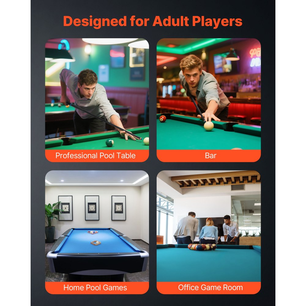 VEVOR Billardqueue 1 Stk. (1473,2 mm / 538 g) aus Kohlefaser mit gepresster Bakelitspitze & ABS-Verbindungsring, Billardstock geeignet für Bar Zuhause Büro Amerikanisches 9-Ball-Spiel, pool cue