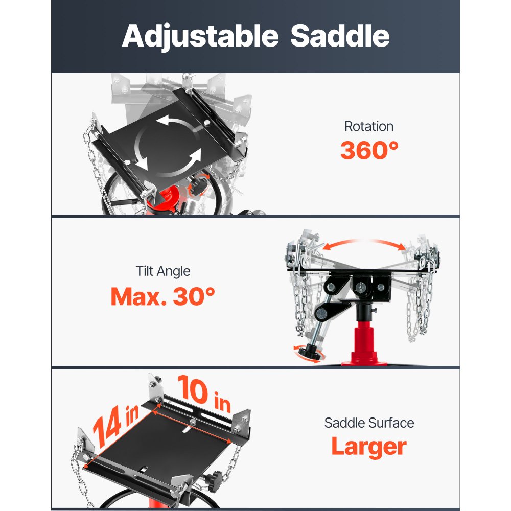 VEVOR Transmission Jack Engine Hoist 750 kg, Engine Block Transmission Jack 85-170 cm Lifting Range, 2-Stage Lazybones Hydraulic Car Jack, Car Engine Block Jack, Car Workshop, Car Transmissions, Red