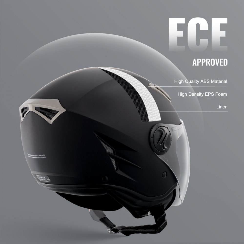 VEVOR Motorradhelm Motocross-Helme 3/4 Gesicht Größe L, Helme aus ABS mit Bluetooth-Schlitz & Wechselglas, DOT-geprüfter bequemer Motocross-Helm, für Jugendliche & Erwachsene schwarz