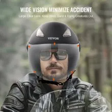 VEVOR 3/4 MOTORRAD-HELM Motorradhelm, Größe L 59-60cm, Helm aus ABS, Ece-geprüft, komfortabler Motocross-Helm, geeignet für Jugendliche und Erwachsene, schwarz