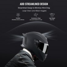 VEVOR Integralhelm Motorrad Motocrosshelm Motorradhelm 59-60cm Schwarz Größe L