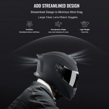 VEVOR Integralhelm Motorrad Motocrosshelm Motorradhelm 57-58cm Schwarz Größe M