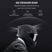VEVOR Integralhelm Motorrad Motocrosshelm Motorradhelm 55-56cm Schwarz Größe S