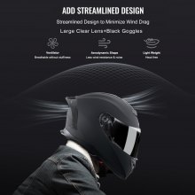 VEVOR Integralhelm Motorrad Motocrosshelm Motorradhelm 61cm Schwarz Größe XL