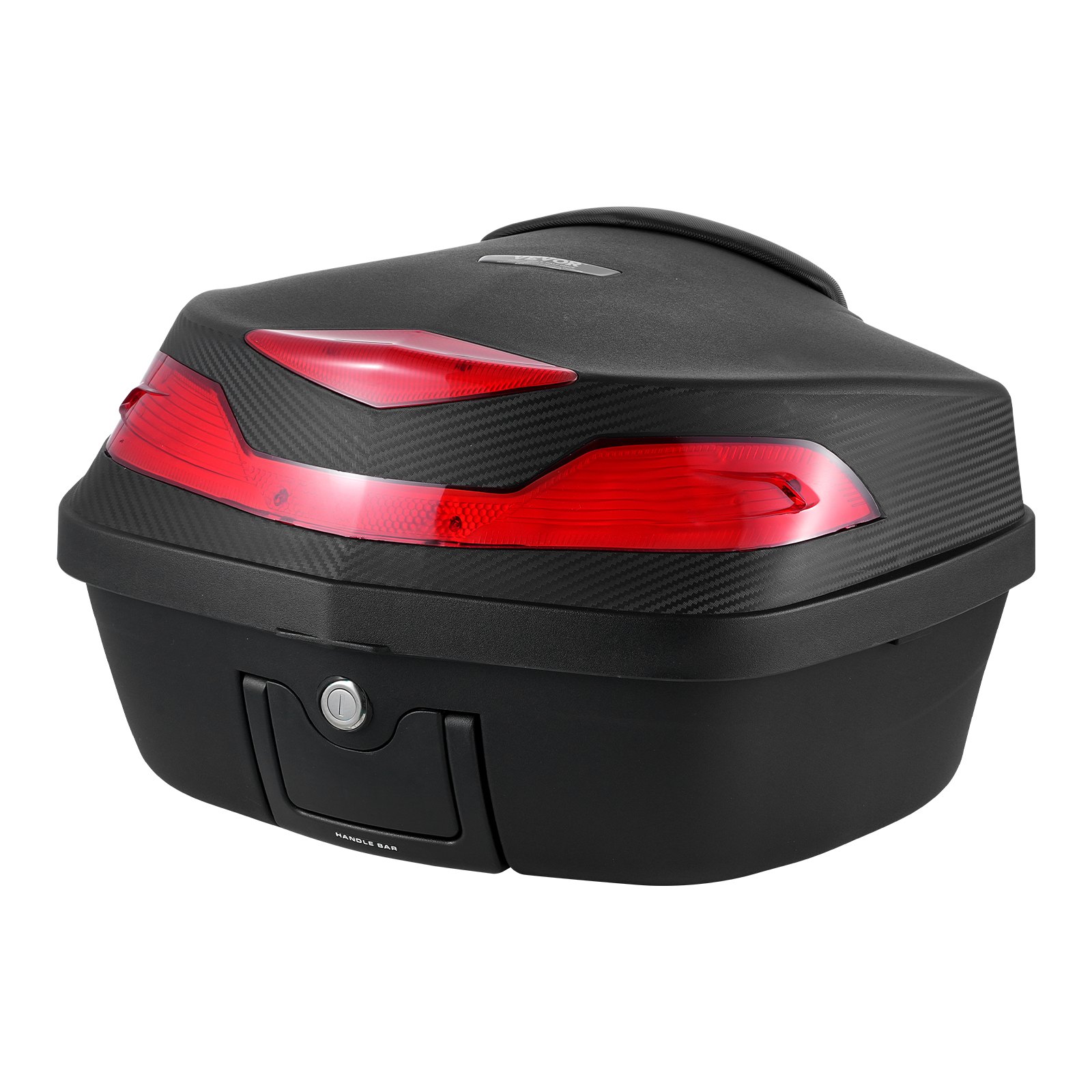 VEVOR Motorrad-Topcase Motorradkoffer 48 L Heckbox aus PP-Material mit Rückenkissen, wasserdichte & abnehmbare Motorrad-Topbox mit Mehrlochboden Helmkoffer schwarz (565 x 500 x 380 mm)