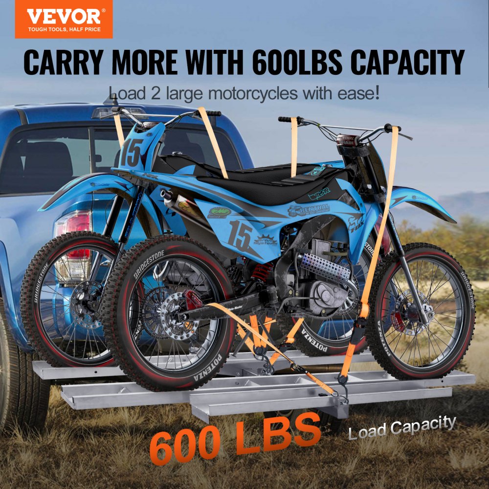 VEVOR Motorradträger, Roller, Dirt Bike, Anhängerkupplung, 272 kg, Gepäckträger, Rampenschlepper