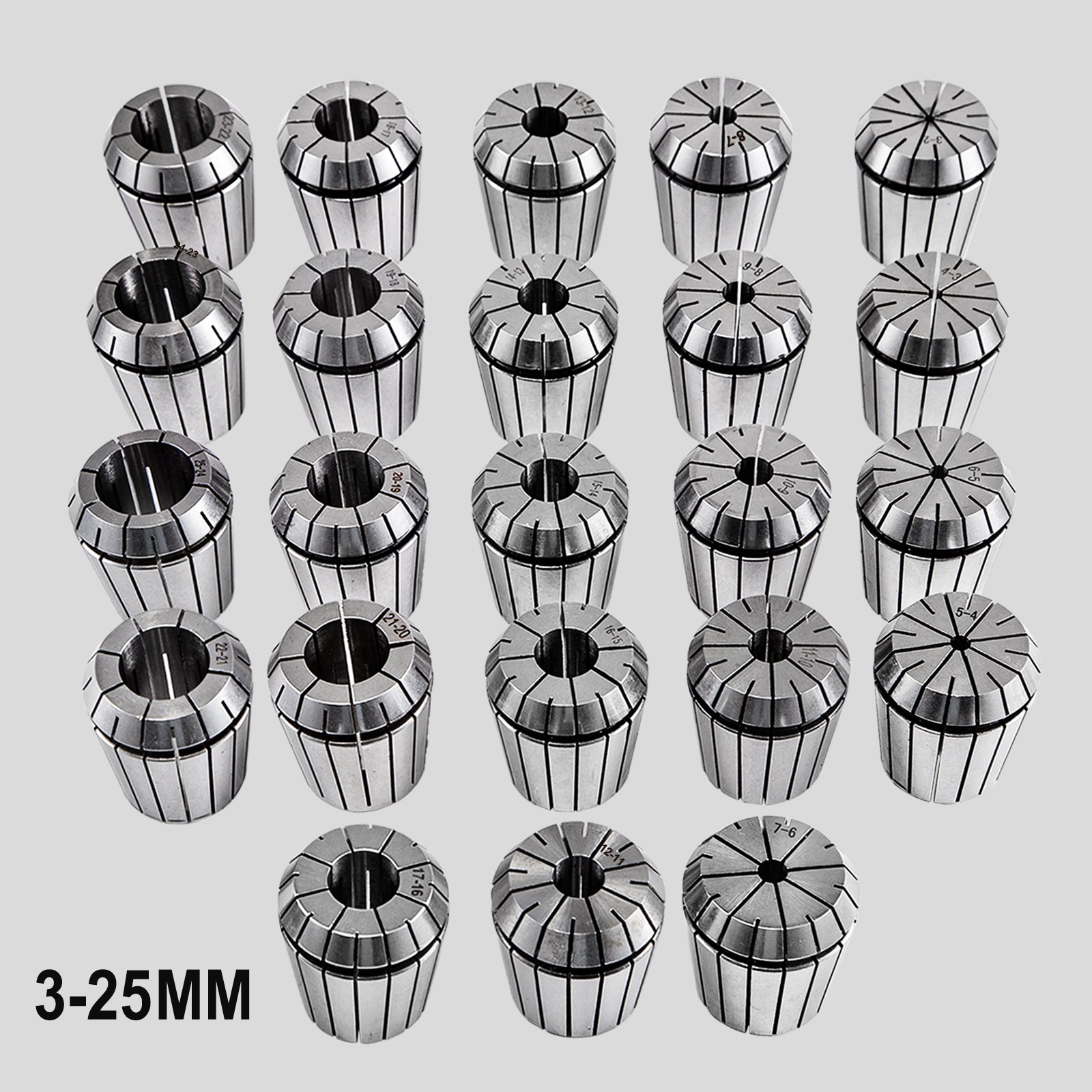 Vevor Spannzangen Set Mt3-er40 Werkzeughalter 23 Stk. Spannzangenfutter 3-25mm