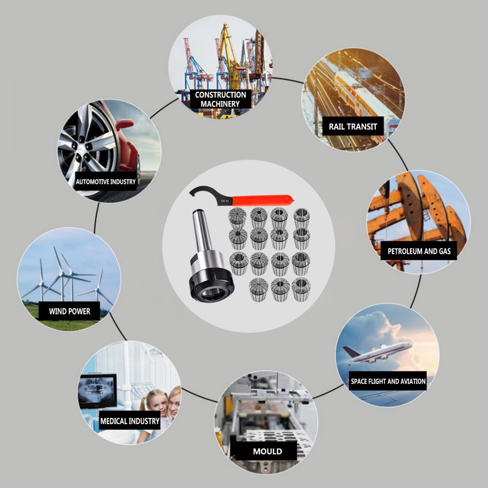 Vevor 15 Stk. Spannzangenfutter Fräsen Spannzangen Graviermaschine Mt3 Er40 Cnc