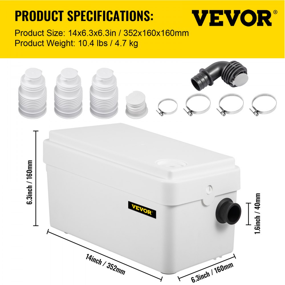 Vevor Hebeanlage Abwasserhebeanlage Haushaltspumpe Abwasserpumpe Duschpumpe 250w