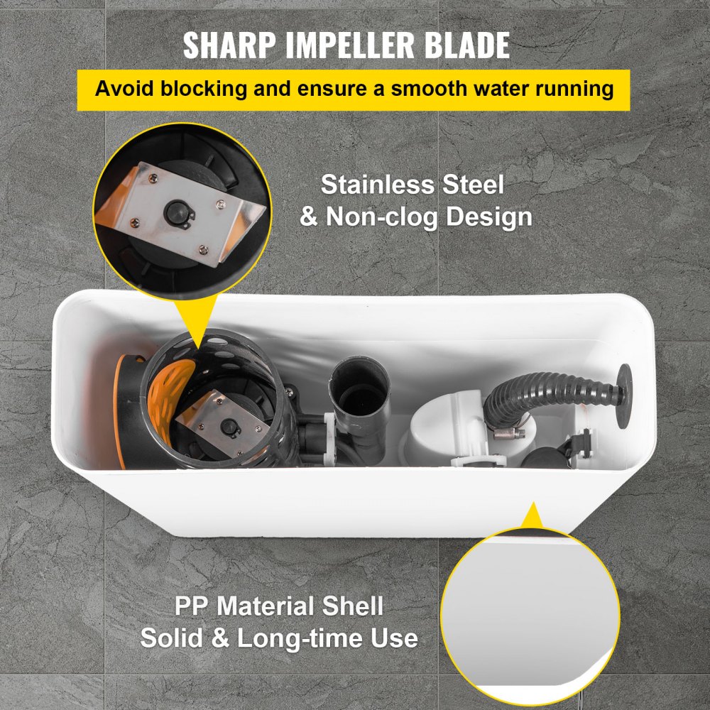 Vevor Hebeanlage Kleinhebeanlage Fäkalienpumpe Abwasserpumpe 400w 4 Einlässe