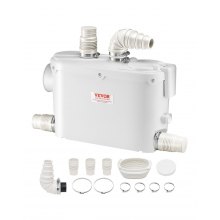 VEVOR Abwasser Hebeanlage 500W Fäkalienhebeanlage 8m Förderhöhe Abwasserpumpe 6600L/h Haushaltspumpe 2900U/min Schmutzwasserpumpe Eingebautes Rückschlagventil Wartungfrei WC Dusche Waschbecken