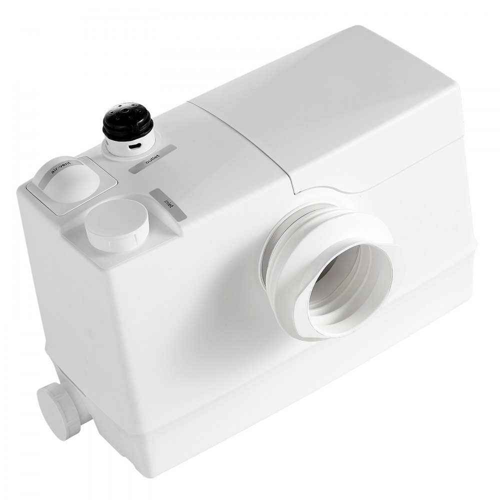 VEVOR Fäkalienhebeanlage 800 W 12000 L/h 10 m Förderhöhe mit 4 Einlässen, Weiße Abwasserhebeanlage Geeignet für Keller, WC, Waschbecken, Waschküche und Küche, Hebeanlage für Abwasser Zerhackerpumpe