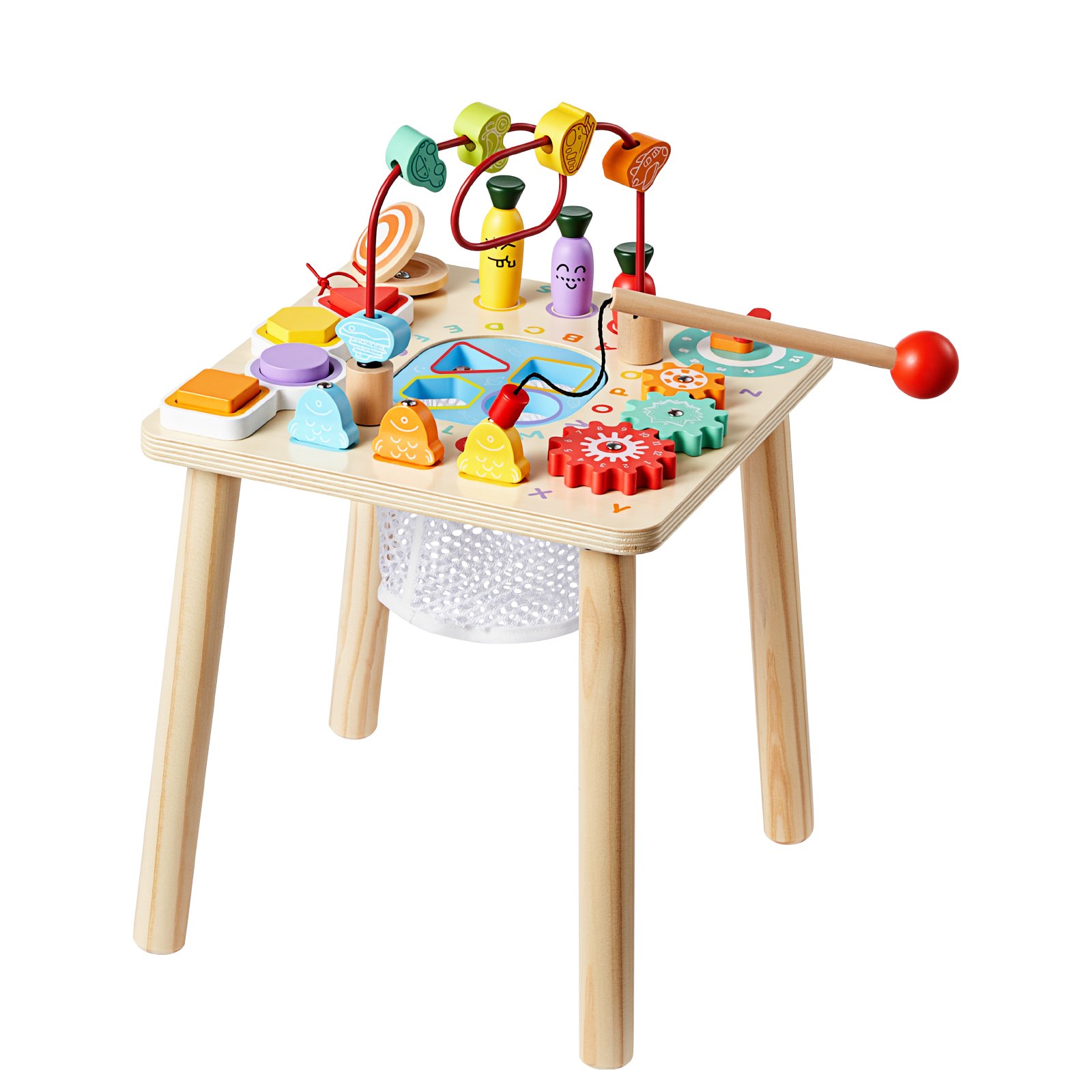 VEVOR Montessori Activity Table for Toddler 1-3 Years Old, 8 in 1 Wooden Learn Activity Desk, Baby Play Table for Boys & Girls Aged 6+ Months, Great Birthday, Christmas, Children's Day Present