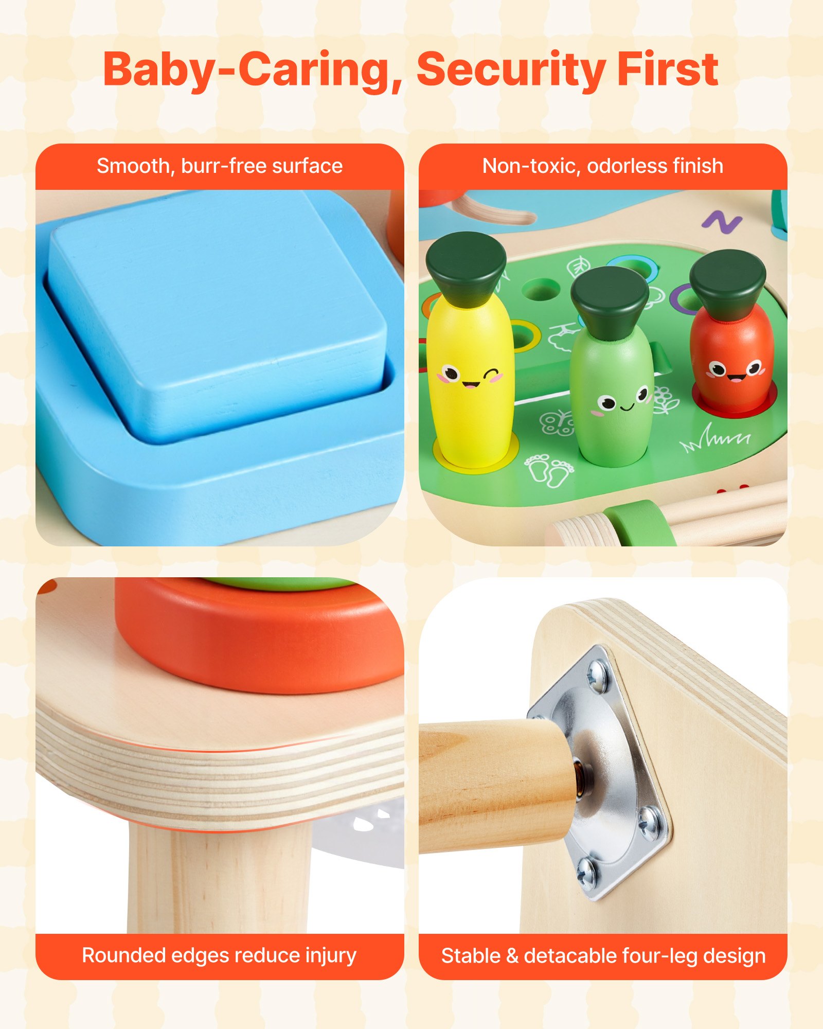 VEVOR Holz Aktivitätstisch, Montessori Spielzeug, 13-in-1-Lerntisch, Spieltisch Aktivitätstisch für Kinder ab 6 Monaten, ideales Geschenk für Geburtstag, Weihnachten oder Kindertag, 6-36 Monate