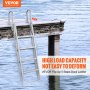 VEVOR Dockleiter, hochklappbar, 5 Stufen, 158 kg, Aluminium-Ponton-Bootsleiter mit breiter Stufe und rutschfesten Sprossen, Schwimmtrittleiter zum Einsteigen auf Schiffen/See/Pools/auf dem Meer