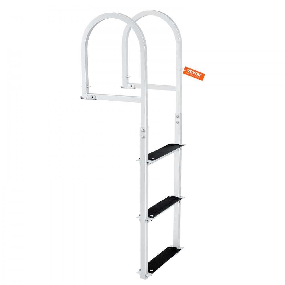 VEVOR Dockleiter 3 abnehmbare Stufen 227 kg Tragkraft, Ponton-Bootsleiter aus Aluminiumlegierung mit 8 cm breiter Stufe und rutschfester Gummimatte, für das Einsteigen in Schiffe/Seen/Schwimmbäder