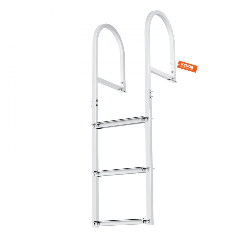 VEVOR Dockleiter 3 abnehmbare Stufen 227 kg Tragkraft, Ponton-Bootsleiter aus Aluminiumlegierung mit 8 cm breiter Stufe und rutschfester Gummimatte, für das Einsteigen in Schiffe/Seen/Schwimmbäder