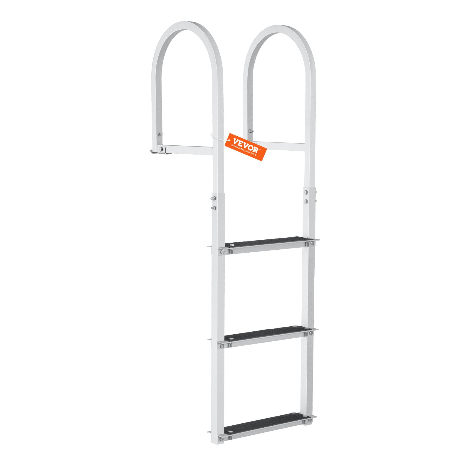 VEVOR Dockleiter 3 abnehmbare Stufen 227 kg Tragkraft, Ponton-Bootsleiter aus Aluminiumlegierung mit 8 cm breiter Stufe und rutschfester Gummimatte, für das Einsteigen in Schiffe/Seen/Schwimmbäder