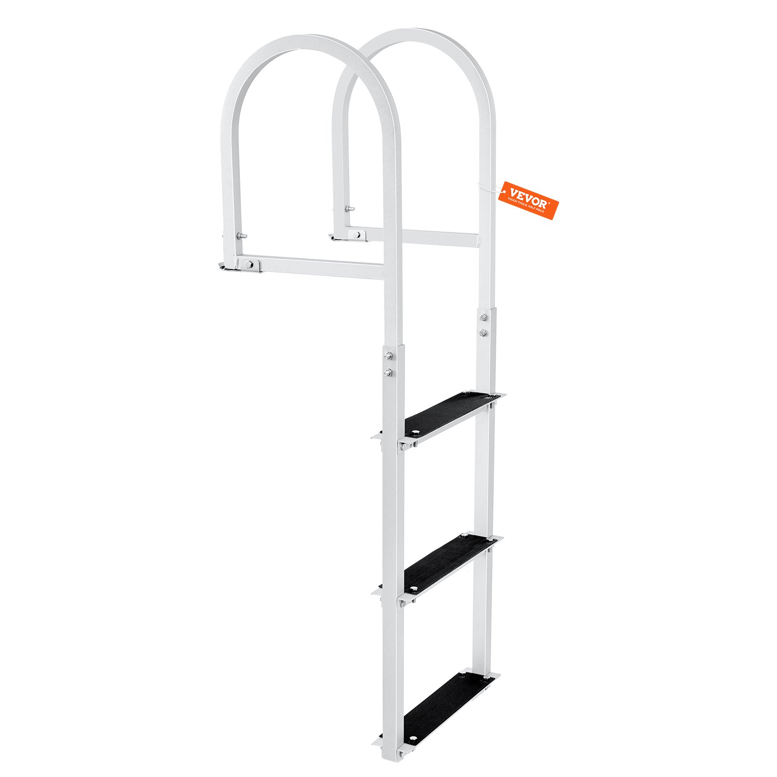 VEVOR Dockleiter 3 abnehmbare Stufen 227 kg Tragkraft, Ponton-Bootsleiter aus Aluminiumlegierung mit 8 cm breiter Stufe und rutschfester Gummimatte, für das Einsteigen in Schiffe/Seen/Schwimmbäder