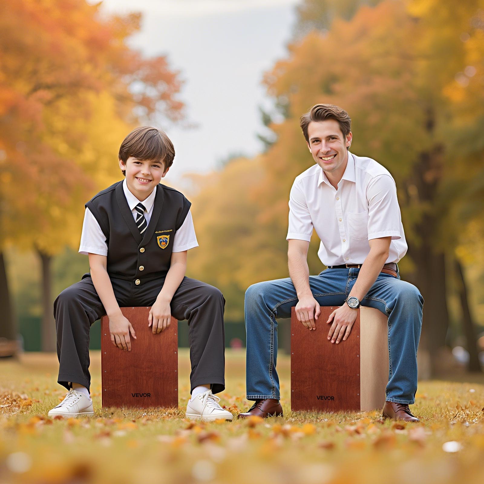 VEVOR Cajon, Kistentrommel, mit internen Snare-Drähten, leichte Drum-Box aus Holz, tragbares Trommel-Musikinstrument mit Silikonfüßen, abgerundeten Kanten, für Anfänger & Profis, 305x305x430 mm
