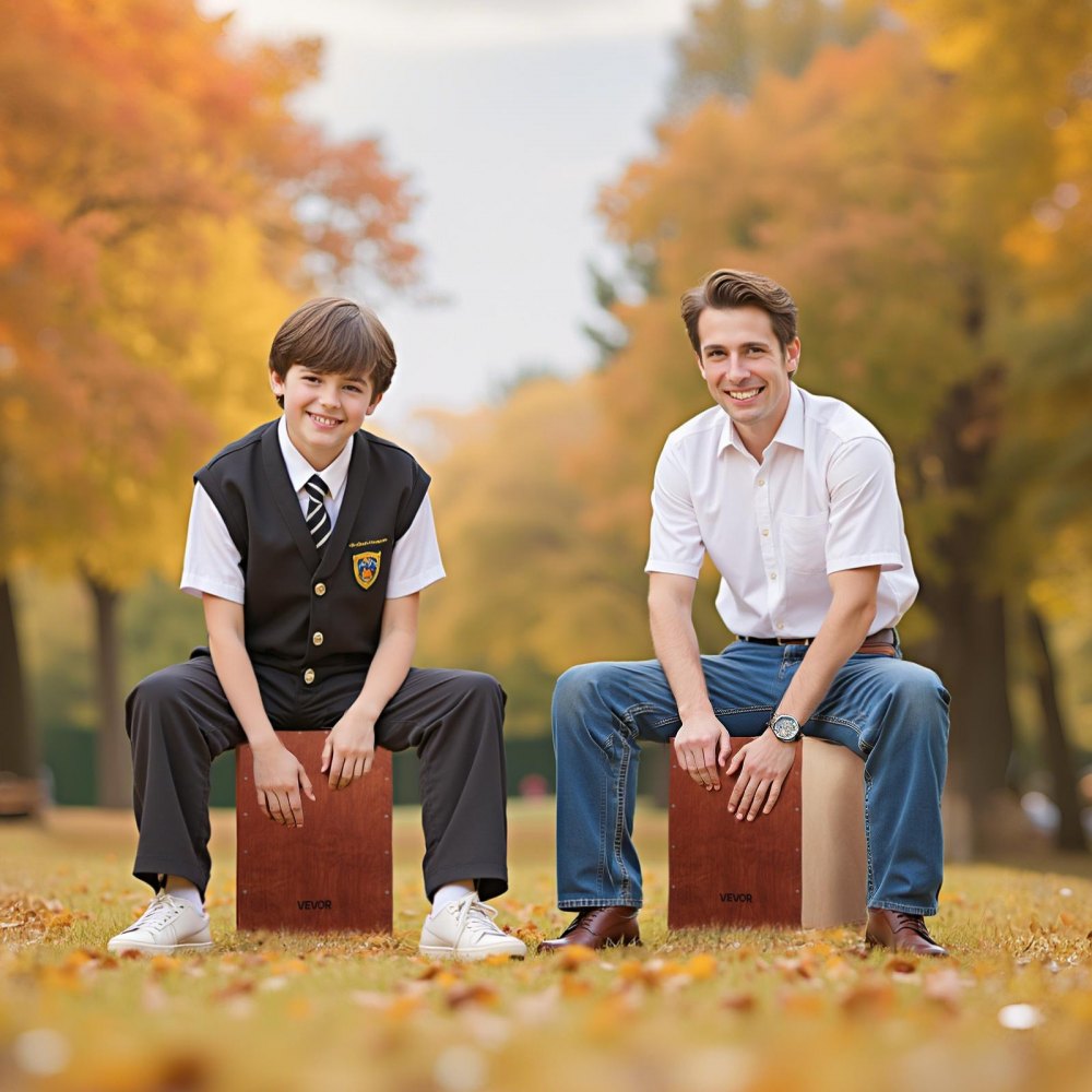 VEVOR Cajon, Kistentrommel, mit internen Snare-Drähten, kompakte & leichte Drum-Box aus Holz, Trommel-Musikinstrument mit Silikonfüßen, abgerundeten Kanten, für Anfänger & Profis, 255x255x380 mm