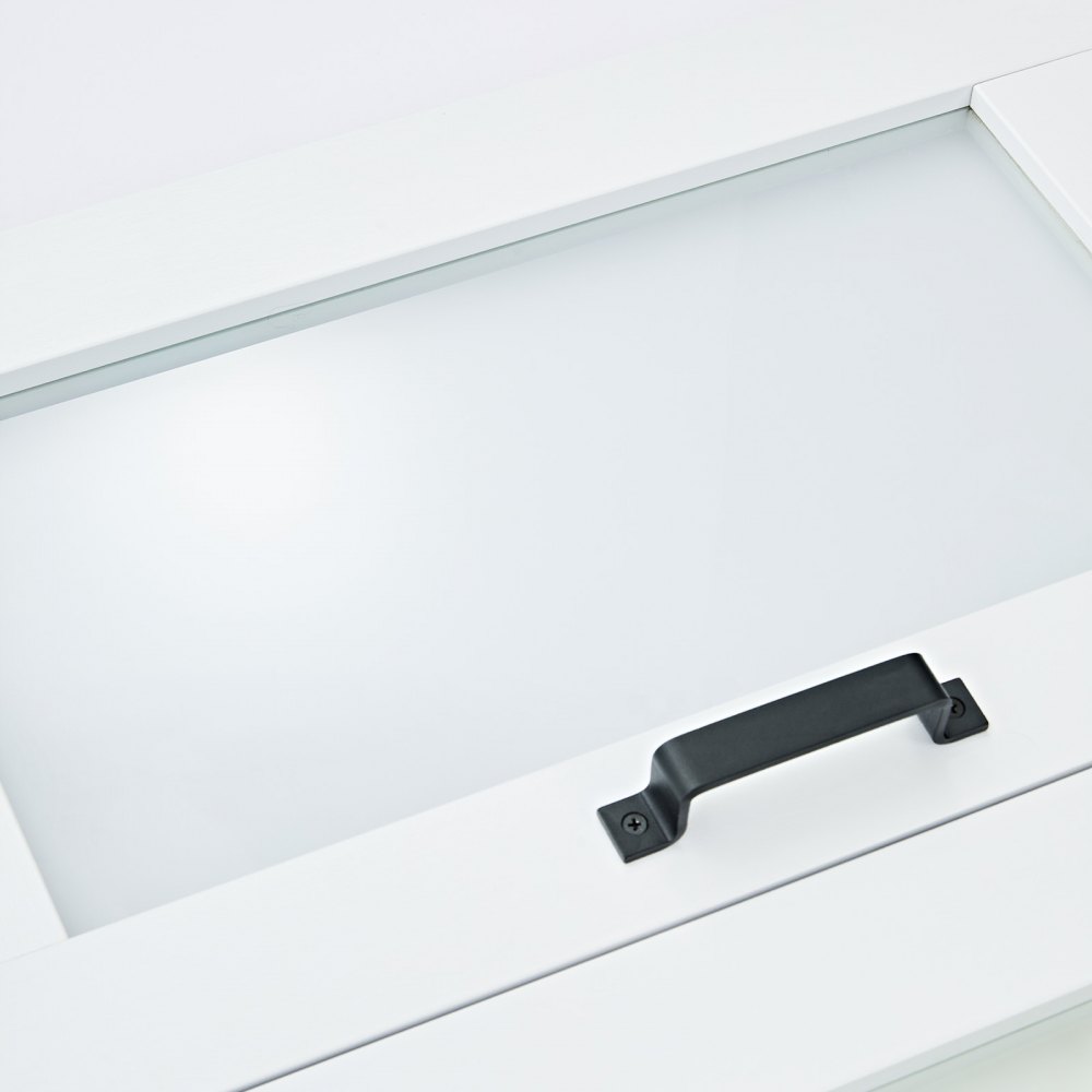 VEVOR Faltbare Schiebetür im Scheunentor-Stil 914x2134 mm, Falttür aus MDF + Gehärtetem Glas, mit Beschlagsatz, Platzsparendes Design, Vormontierte Paneele für Schlafzimmer Wohnzimmer Weiß