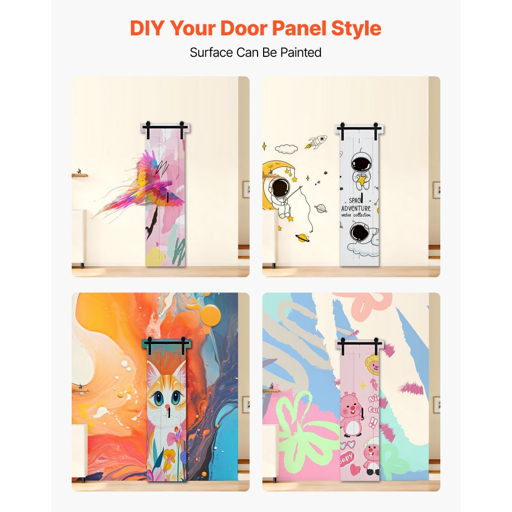 VEVOR Faltbare Schiebetür im Scheunentor-Stil 609x2134 mm aus MDF, mit Beschlagsatz & Platzsparendem H-Rahmen-Design, Faltschiebetür für Schlafzimmer Wohnzimmer Weiß (Montage erforderlich)