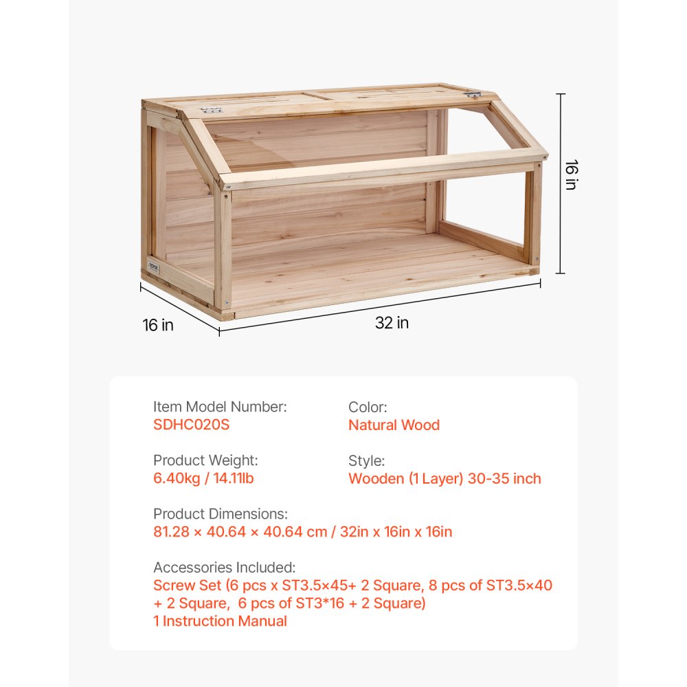VEVOR Hamsterkäfig aus Holz, Hamsterhabitat mit 270°-Sicht, 81,3x40,6x40,6 cm, Zwerghamsterkäfig mit zu öffnender Oberseite, Kleintierkäfig, Mäusekäfig für Rennmäuse, Ratten, Meerschweinchen, Mäuse