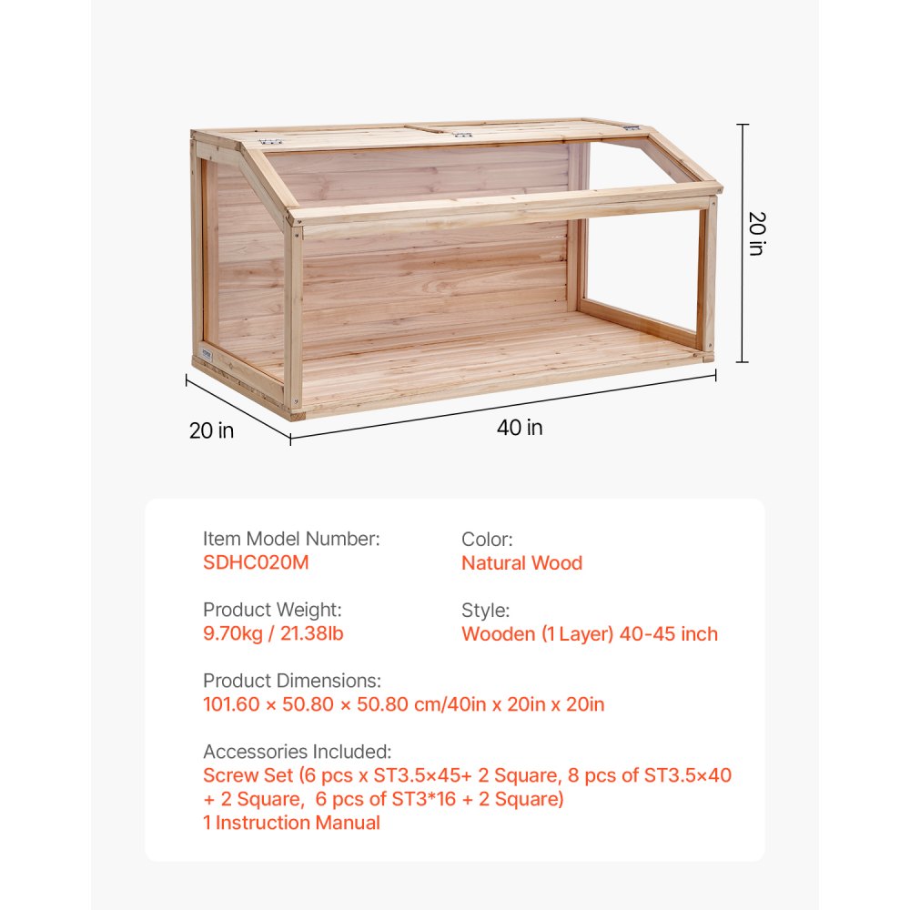 VEVOR Hamsterkäfig aus Holz, Hamsterhabitat mit 270°-Sicht, 101,6x50,8x50,8 cm, Zwerghamsterkäfige mit zu öffnender Oberseite, Kleintierkäfig, Mäusekäfig für Rennmäuse, Ratten, Meerschweinchen, Mäuse